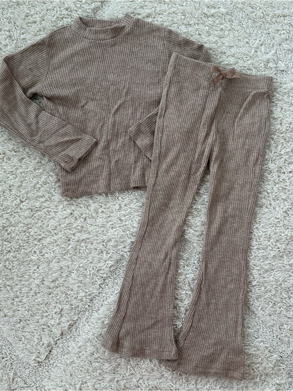 Zara Brown Ribbed Sparkle Set
